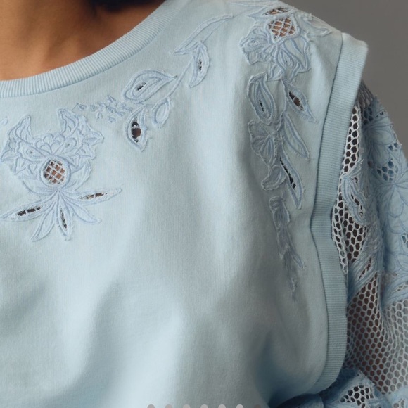 Anthropology Embroidered Cutwork Sweatshirt - Picture 3 of 11